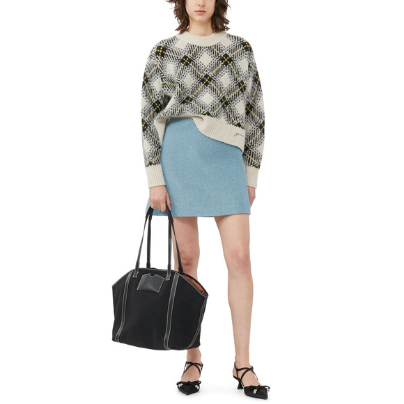 Ganni 'Twill' Blue Wool Suiting Mini Skirt Size 36 - Picture 1 of 5